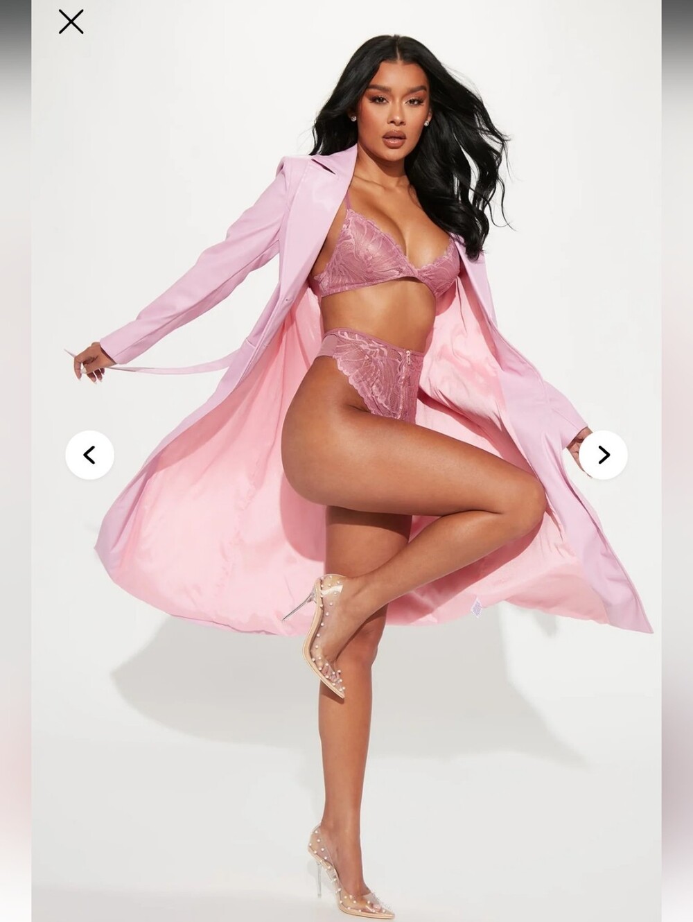 Fashion Nova Mauve Lace Bralette & High-Waist Brief Set